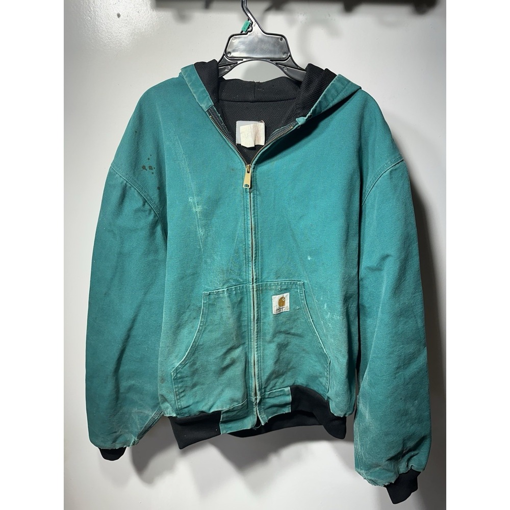 VTG Carhartt Teal Blue Jacket JR132 Size 3XL